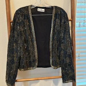 Jacks Brown Black and Gold Beaded Blazer